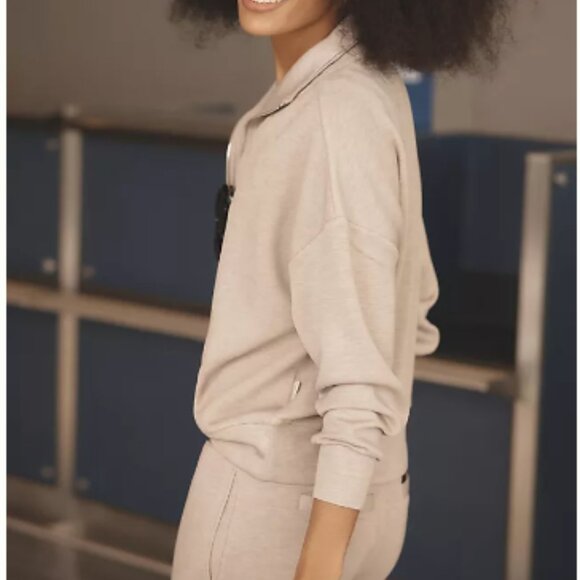 Varley Hawley Half Zip Sweatshirt in Taupe SZ Small Like New - Picture 2 of 7